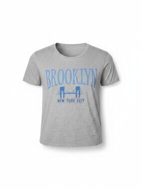 Freeze Brooklyn New York City Graphic Tee Grey Blue Size L